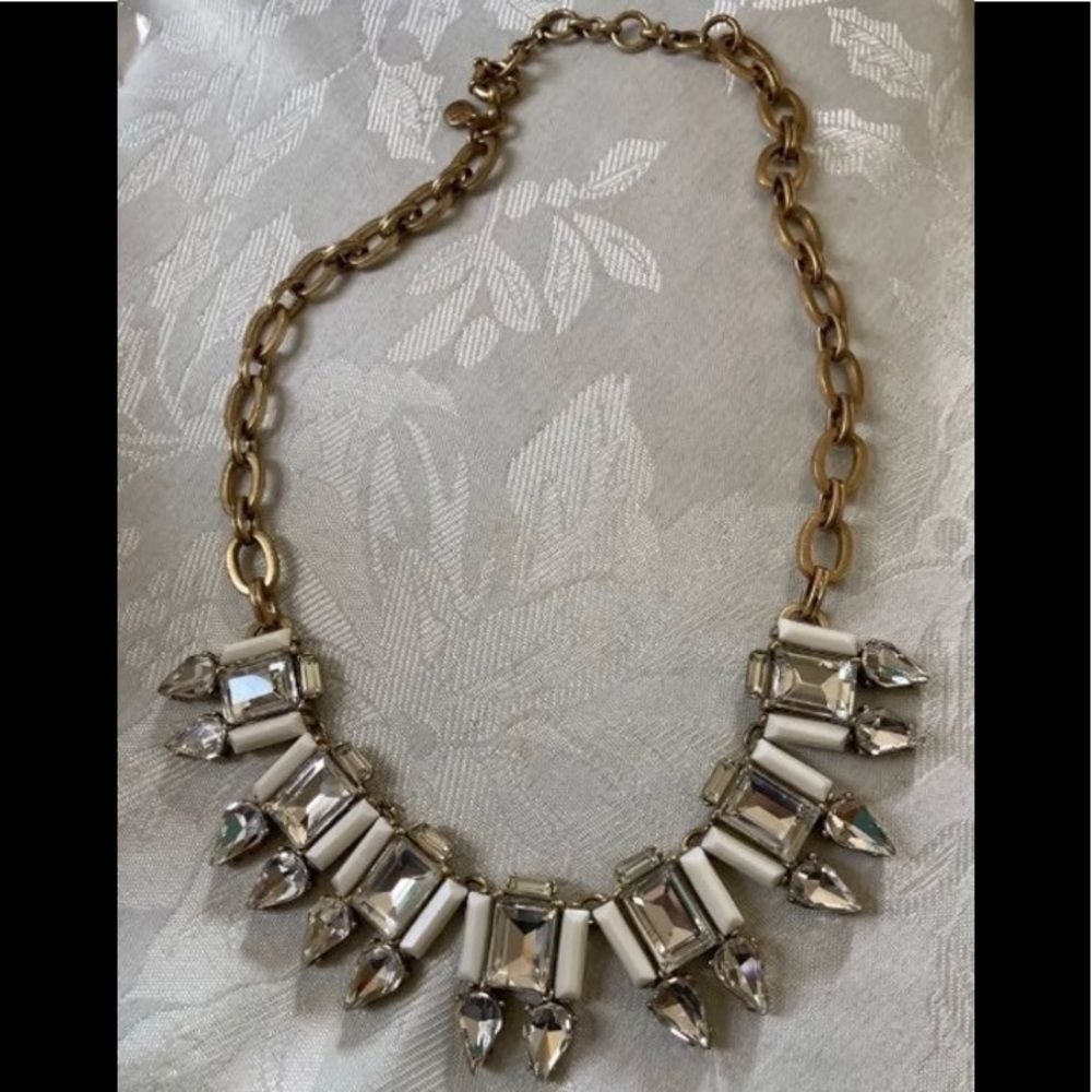 J. CREW Gold Tone, Bead & Crystal Collar Necklace